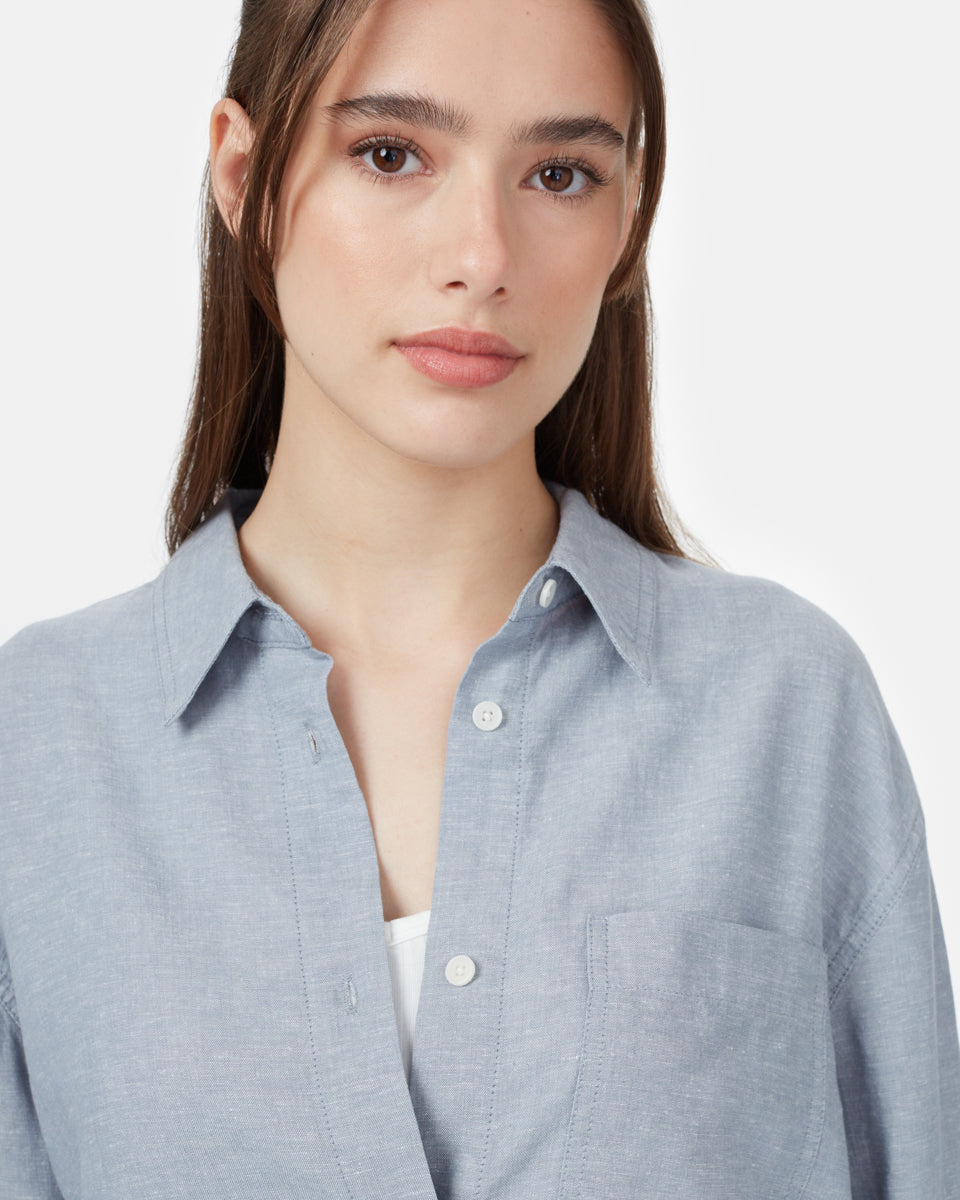 Blue Women's Hemp Button-Up