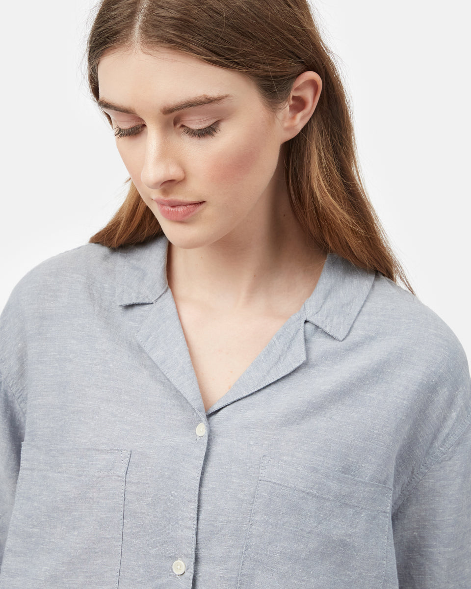 Blue Women's Hemp Oversized Shirt