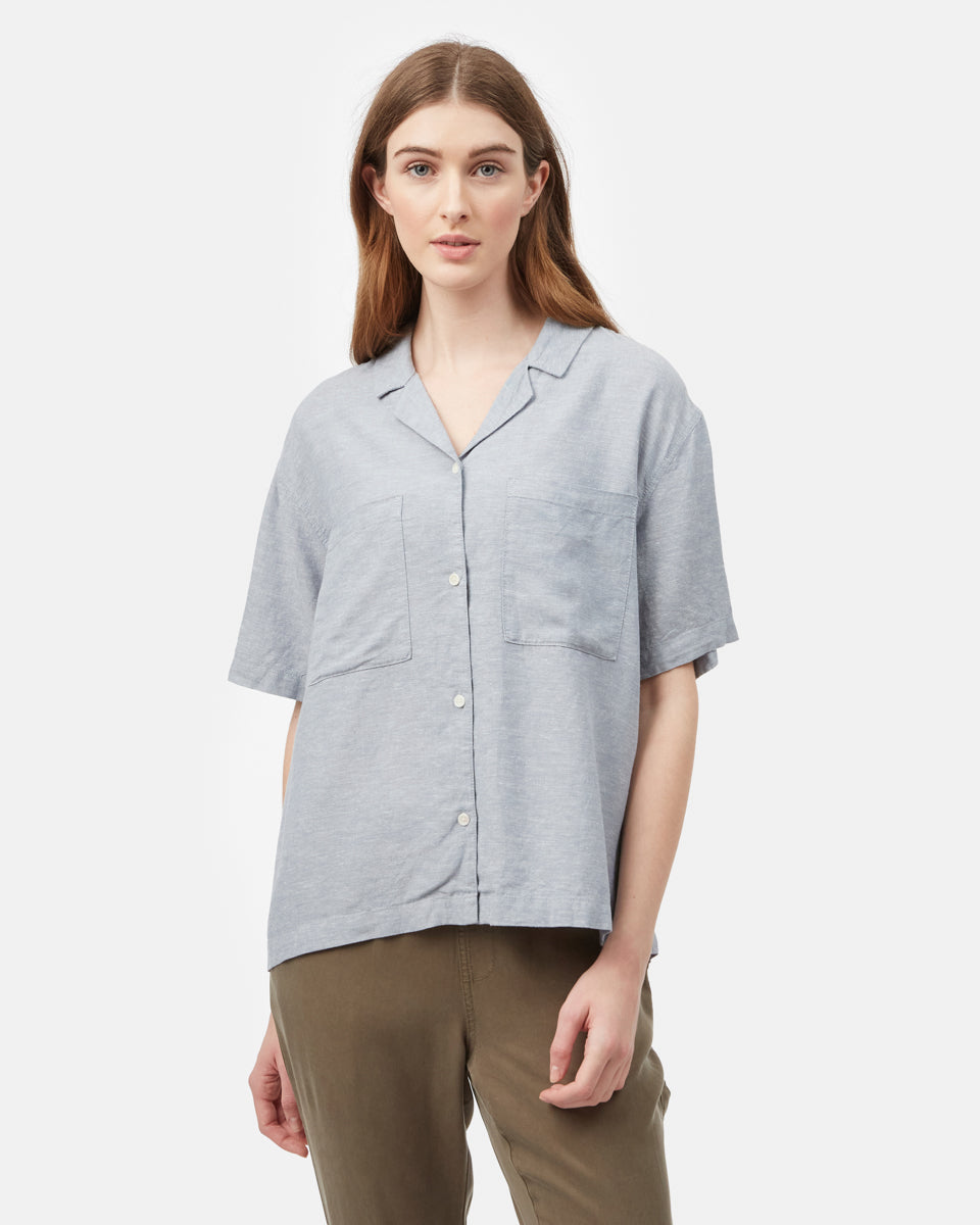 Blue Women's Hemp Oversized Shirt