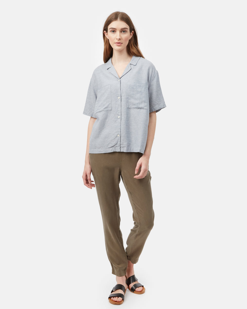 Blue Women's Hemp Oversized Shirt