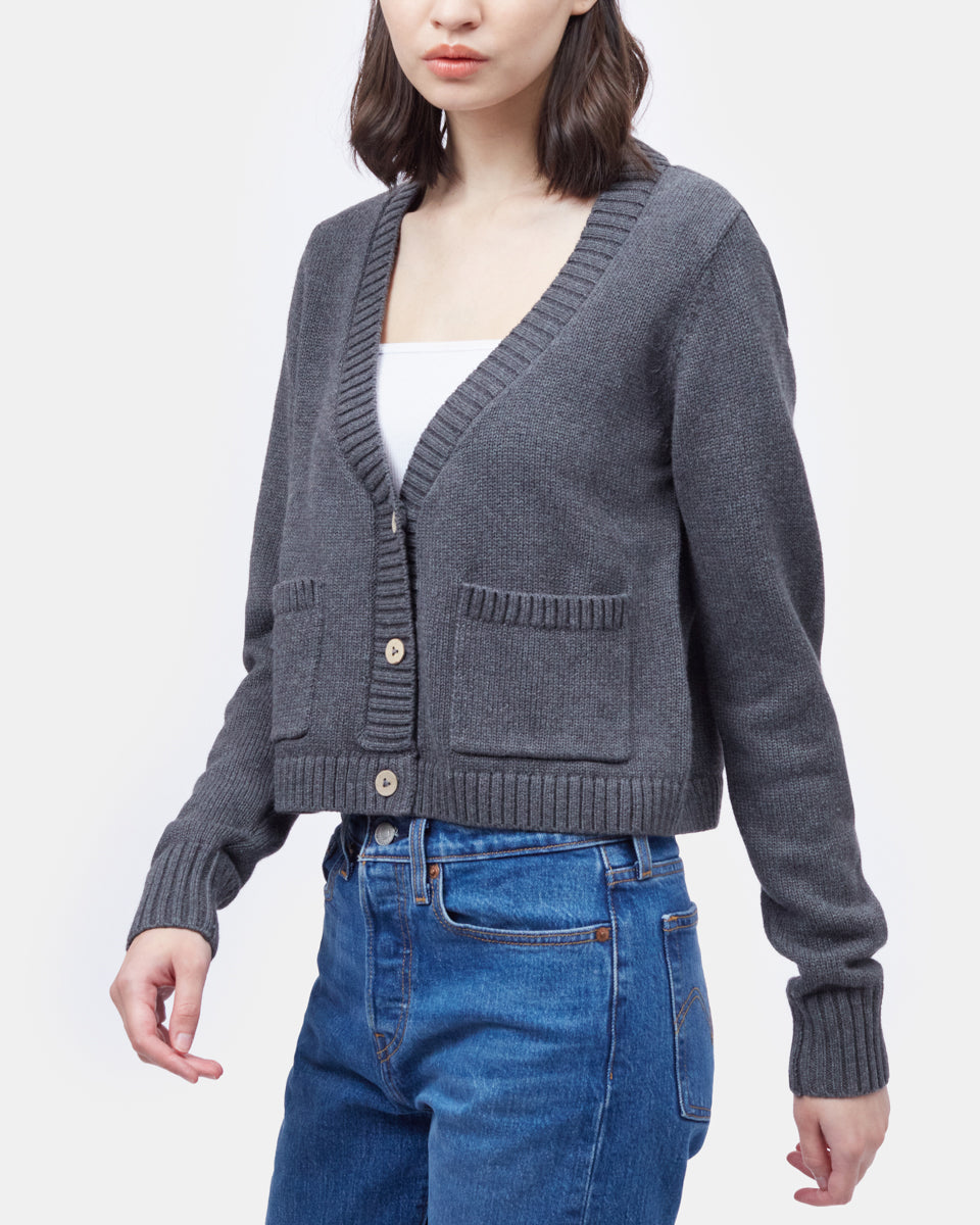 Blue Women's Knit Button Cardigan Sweater