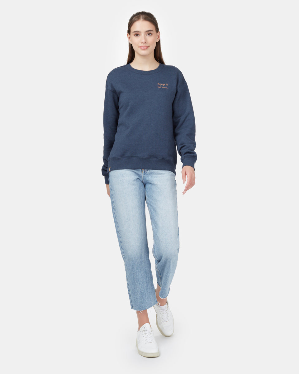 Blue Women's Organic Cotton Crew Neck Sweatshirt