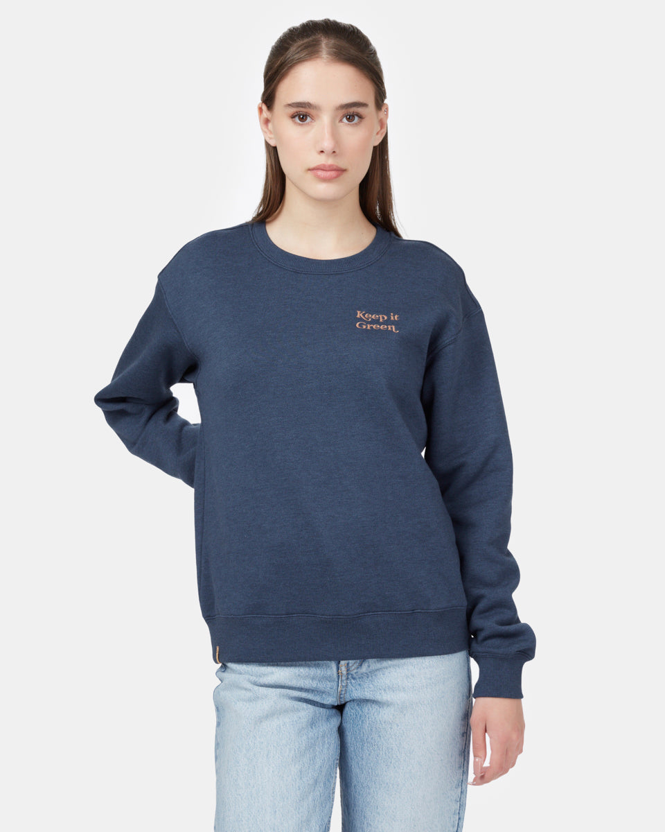 Blue Women's Organic Cotton Crew Neck Sweatshirt