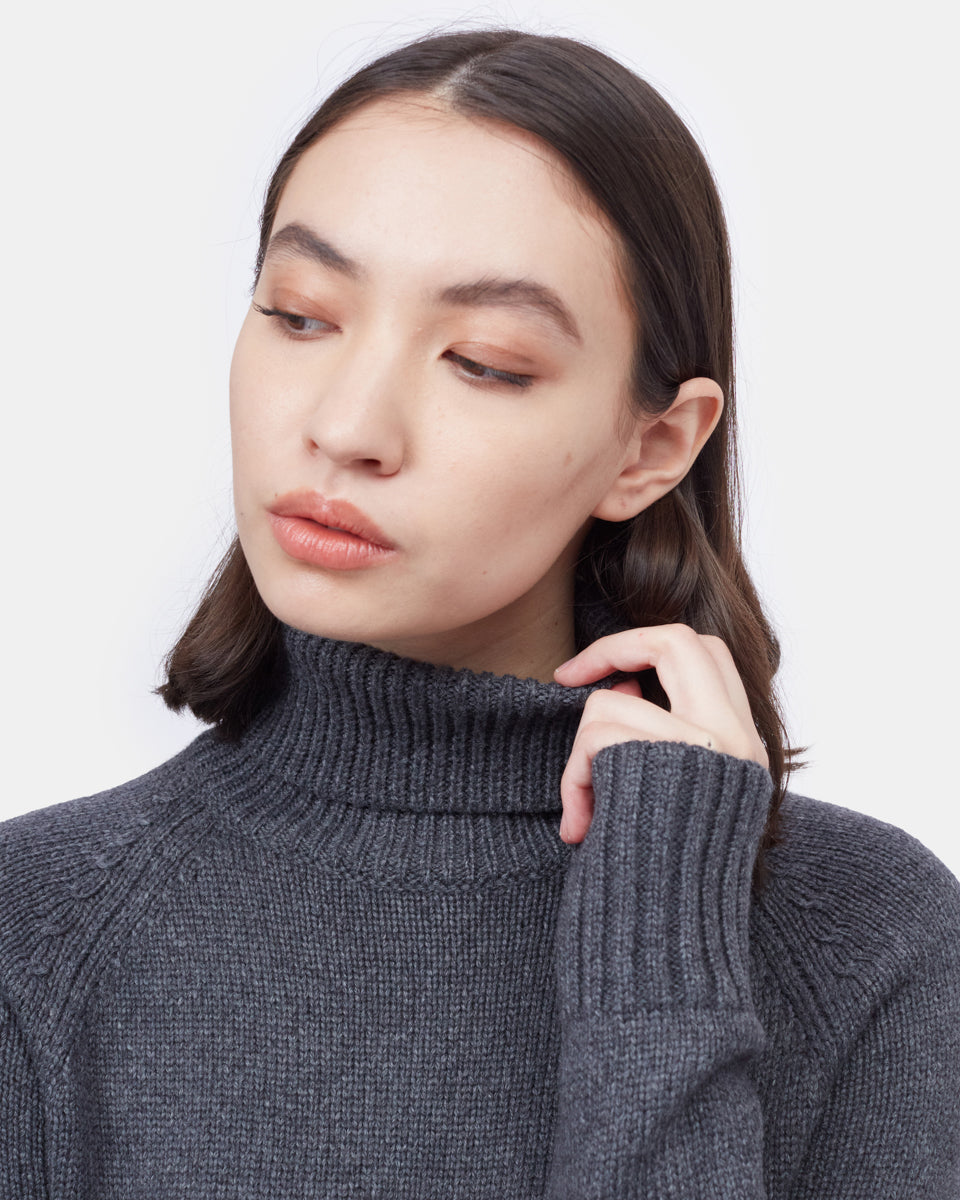 Blue Women's Turtleneck Sweater Dress