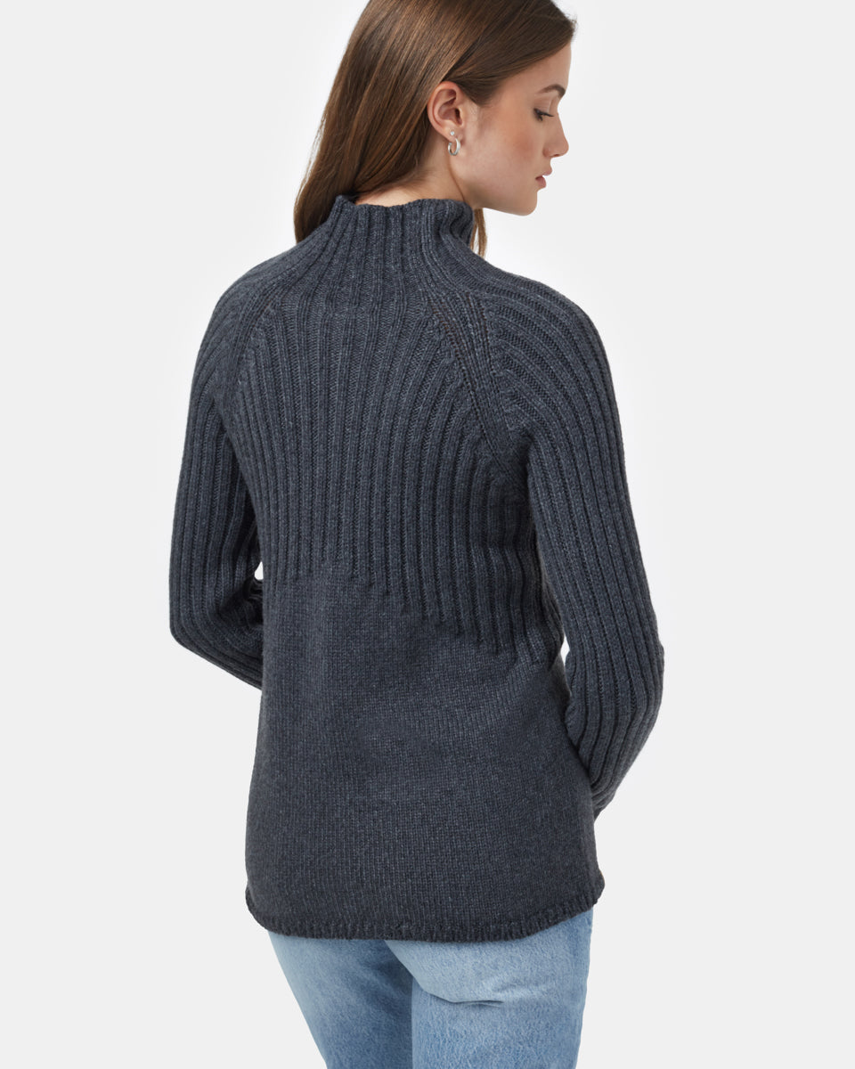 Blue Womens Mock Neck Knit Jumper