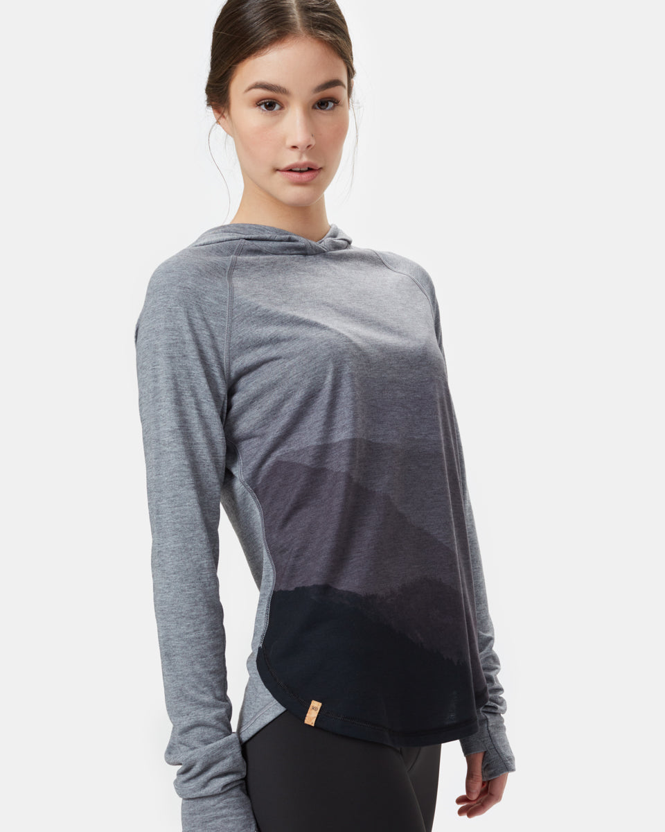 Blue,Gray Recycled Polyester Lightweight Hoodie