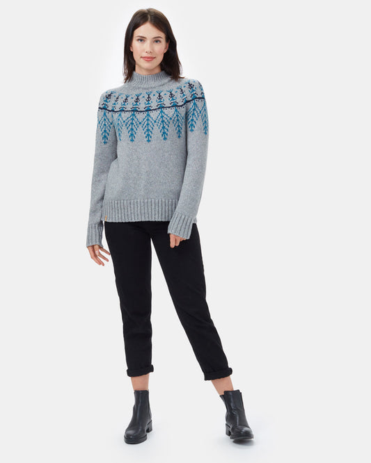 Blue,Gray Women's Graphic Knit Wool Jumper