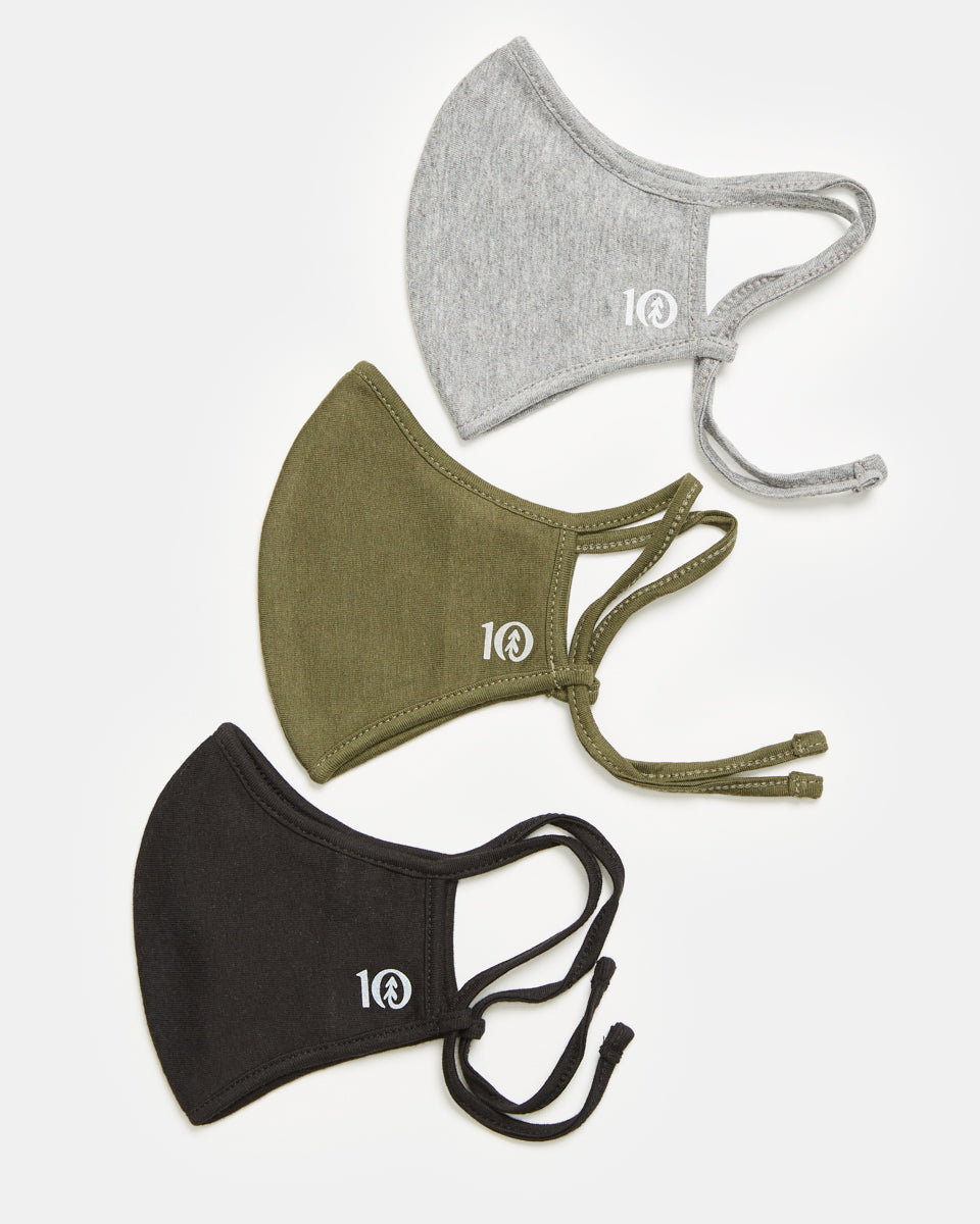 Blue,Purple 3 Pack Biodegradable Triple Layer Masks