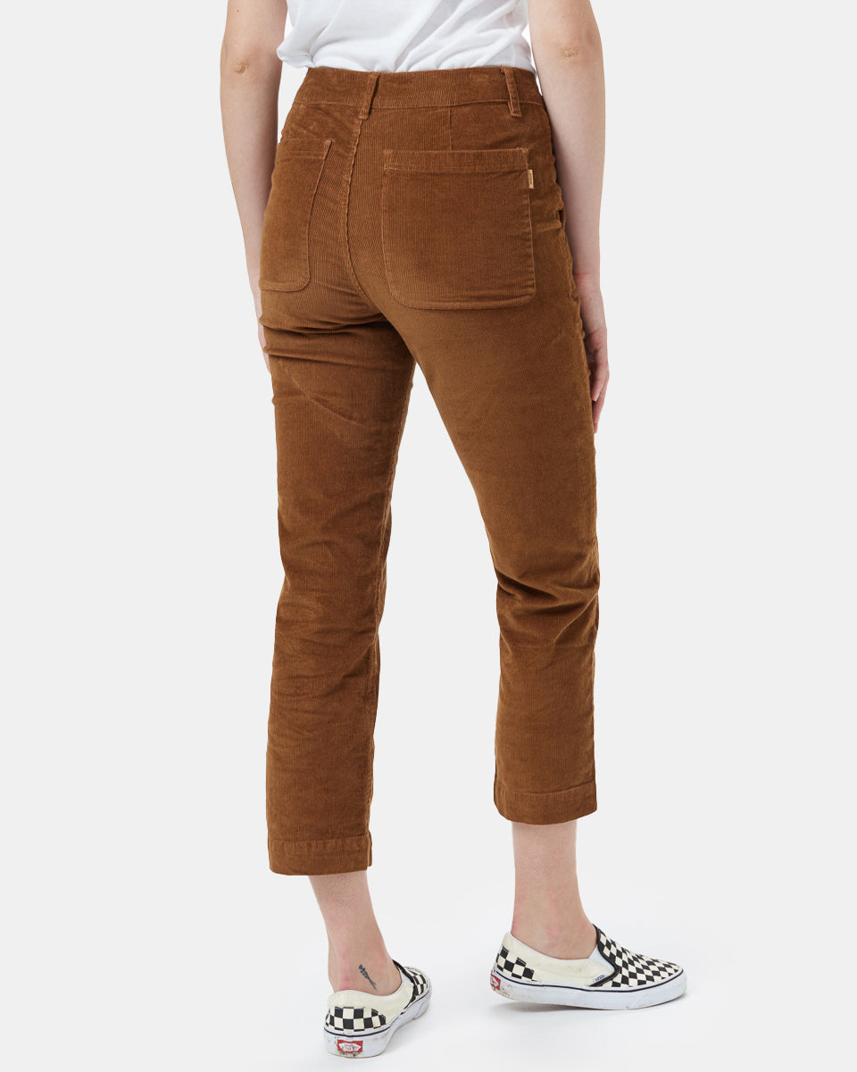 Brown Women's Corduroy Cropped Straight Leg Pant