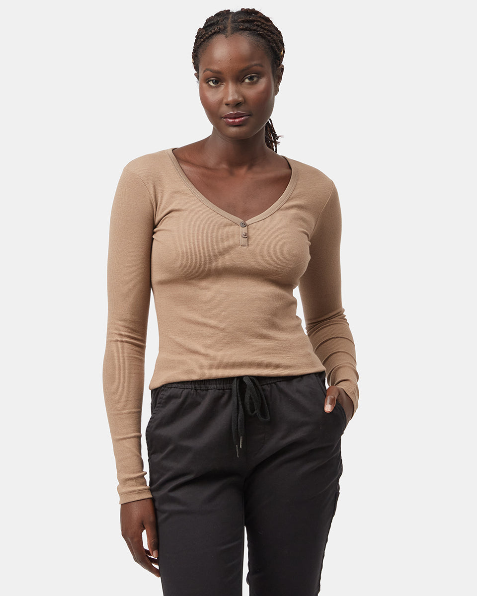 Brown_Women's_Eco-Friendly_V-Neck_Top