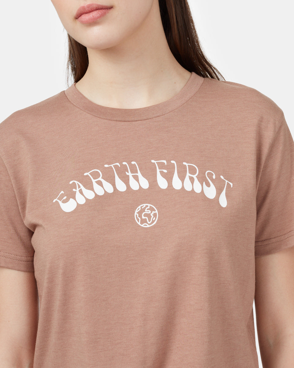 Brown Earth Day Cropped T-Shirt