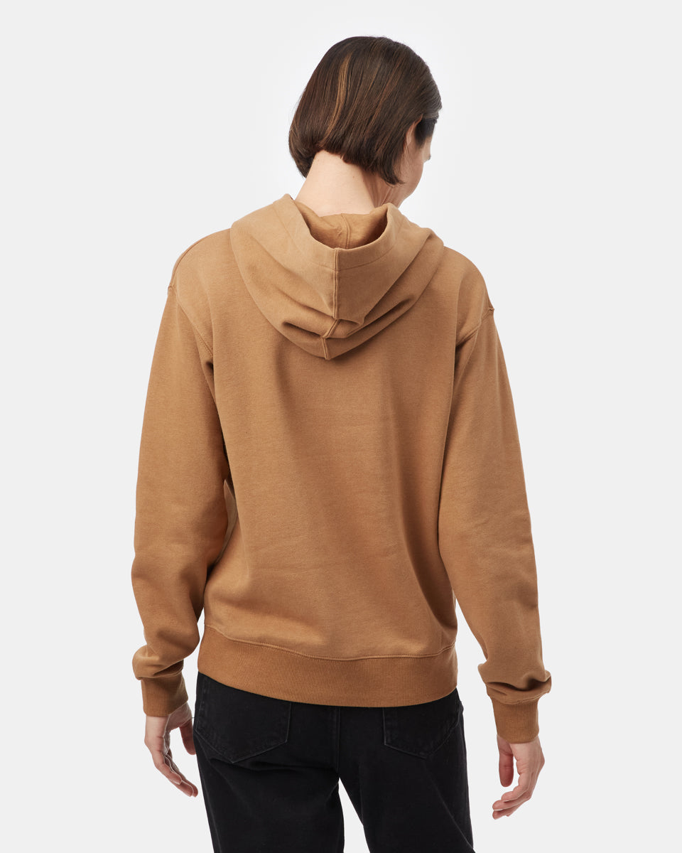 Brown Embroidered Pullover Hoodie