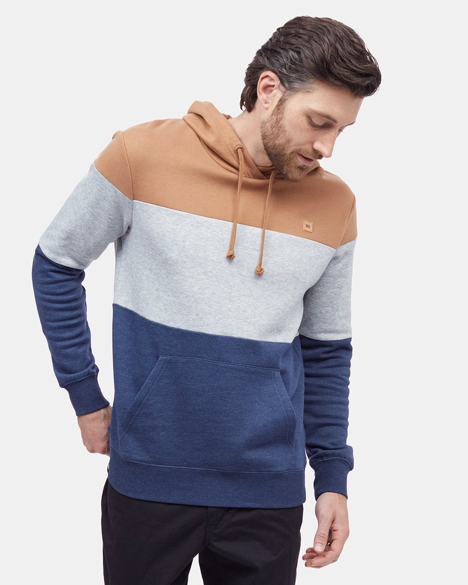 Brown,Gray Men's Stripe Pullover Hoodie