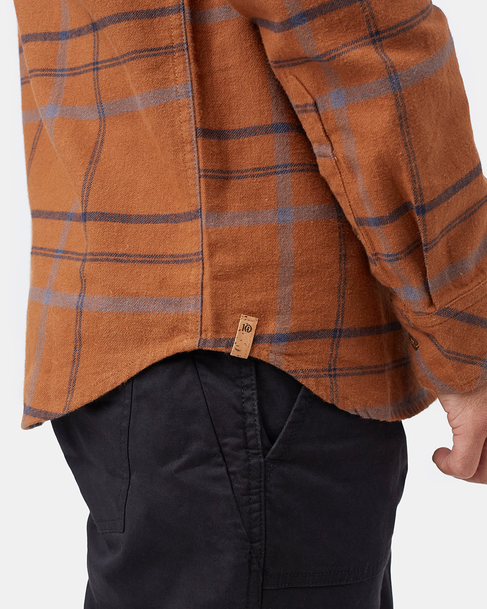 Brown Men's Plaid Flannel Button-Up Shirt