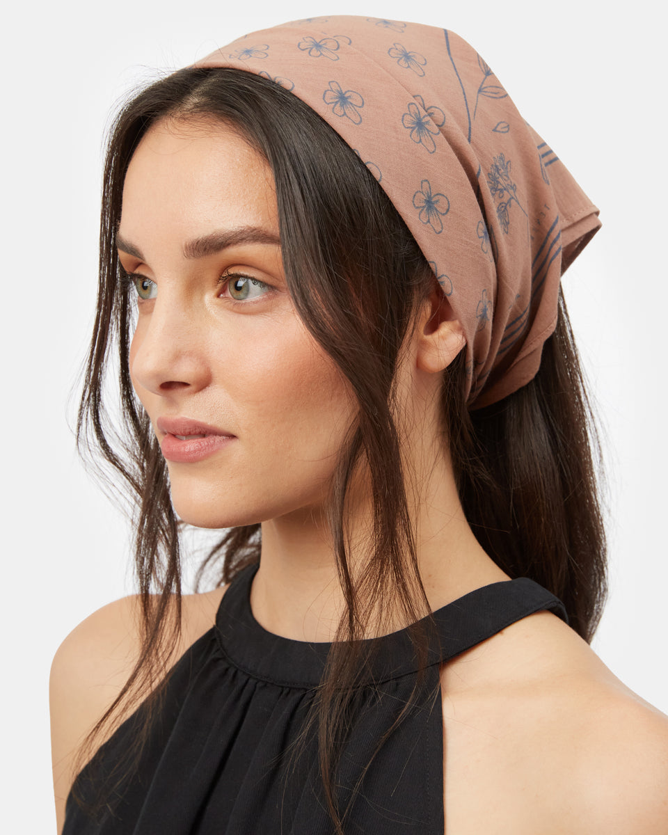 Brown Organic Cotton Bandana Hair Scarf