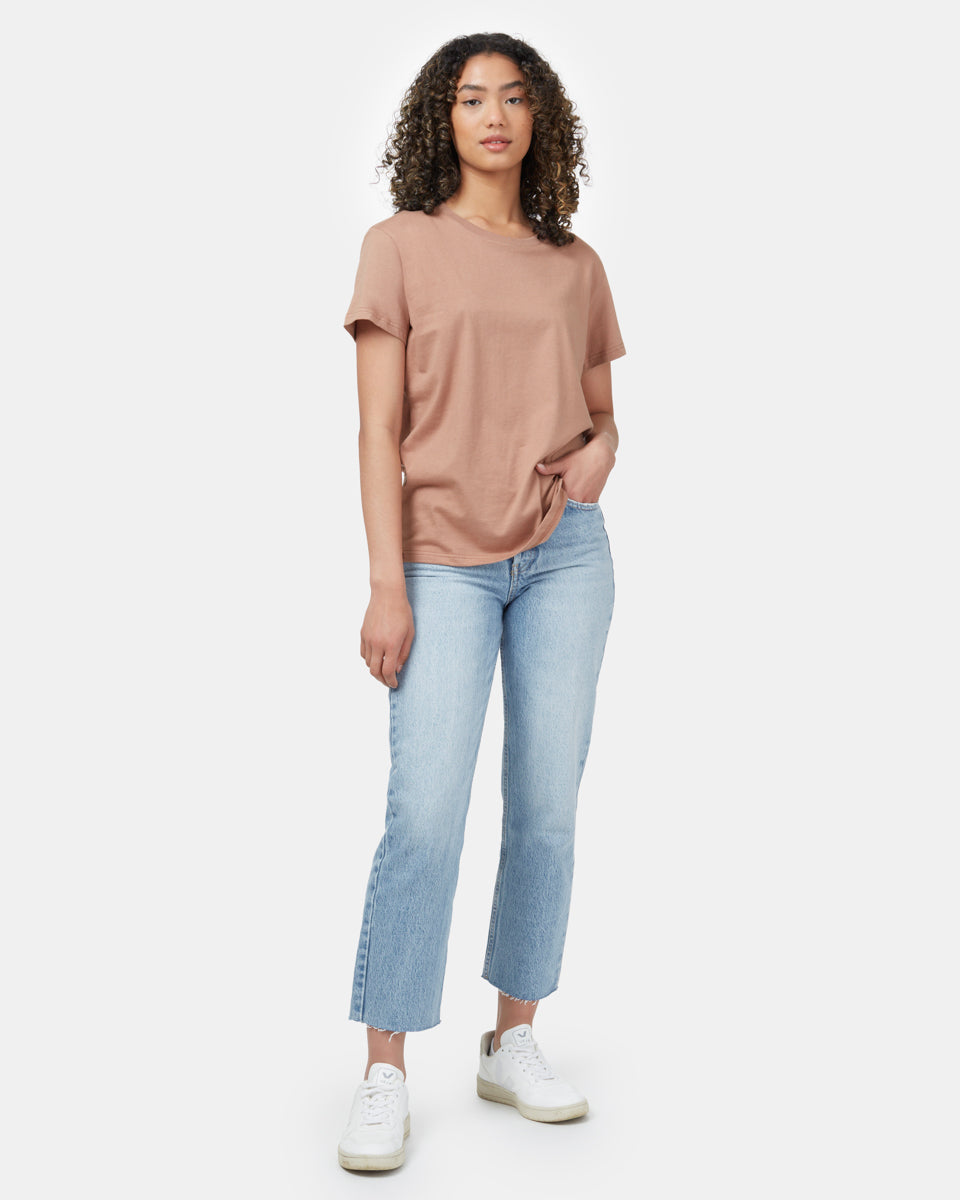 Brown Organic Cotton Crew Neck T-Shirt