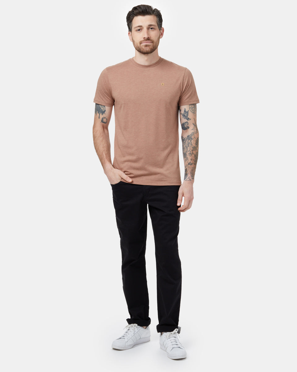 Brown Recycled Polyester Crew Neck Tee