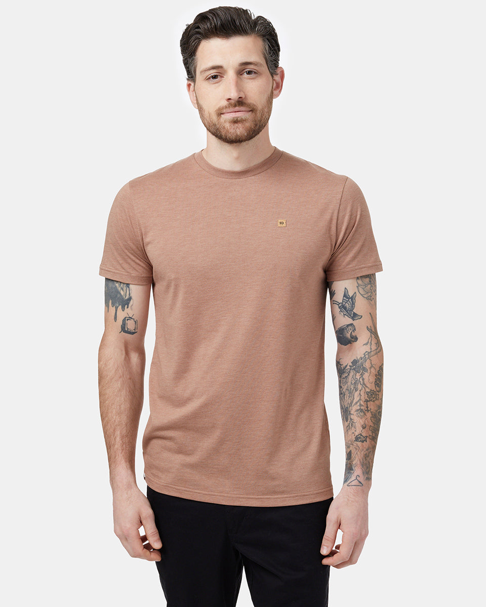 Brown Recycled Polyester Crew Neck Tee