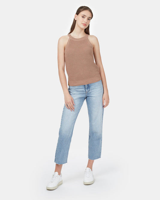 Brown Women's Knit Halter Neck Top