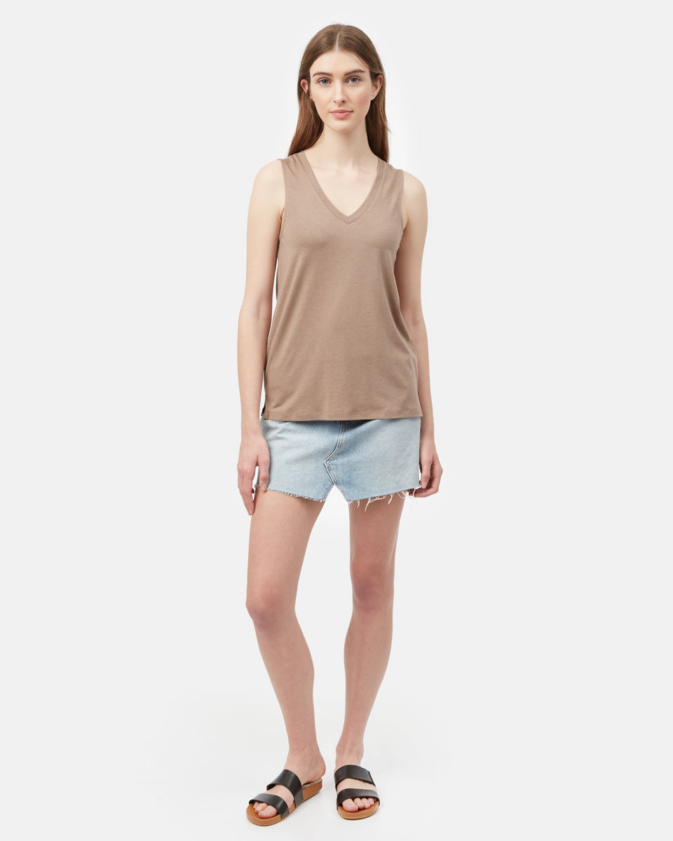 Brown Women's Recycled V-Neck Tank Top