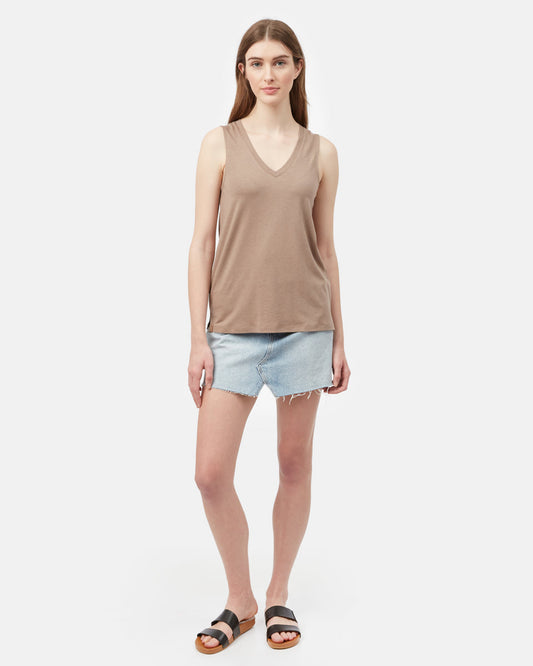 Brown Women's Recycled V-Neck Tank Top