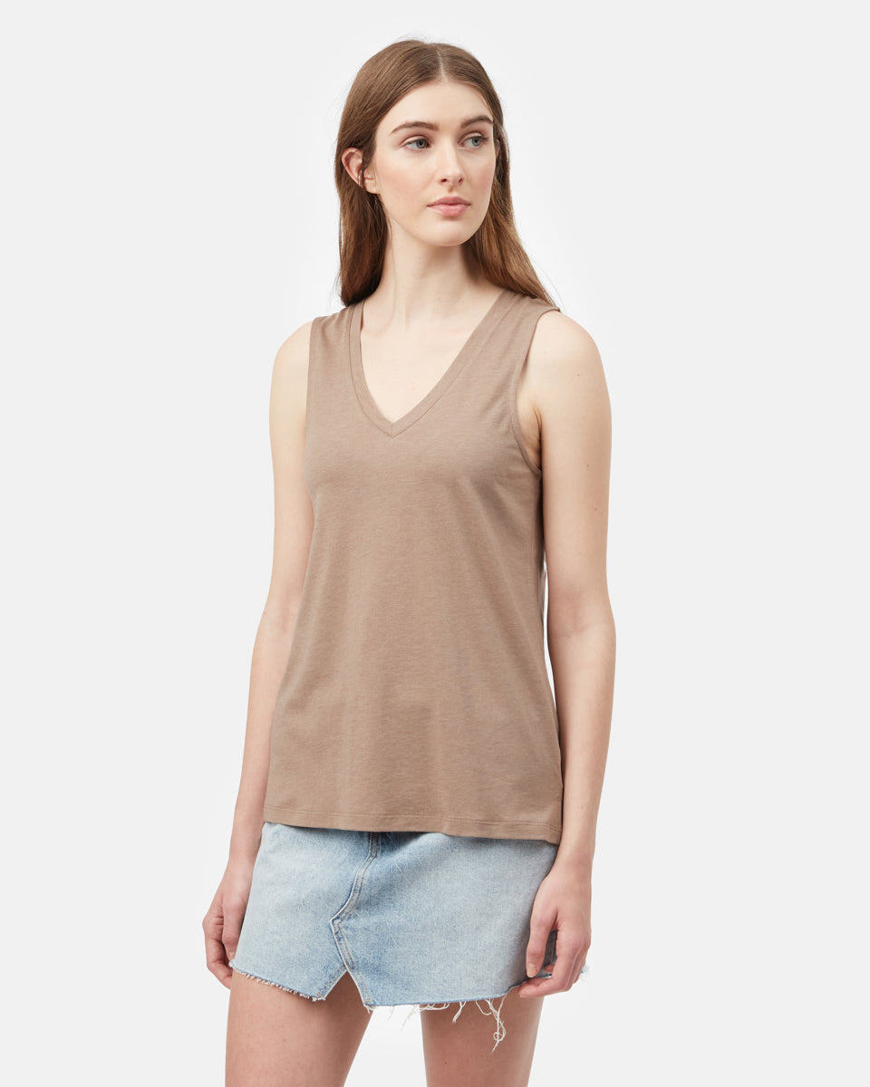 Brown Women's Recycled V-Neck Tank Top