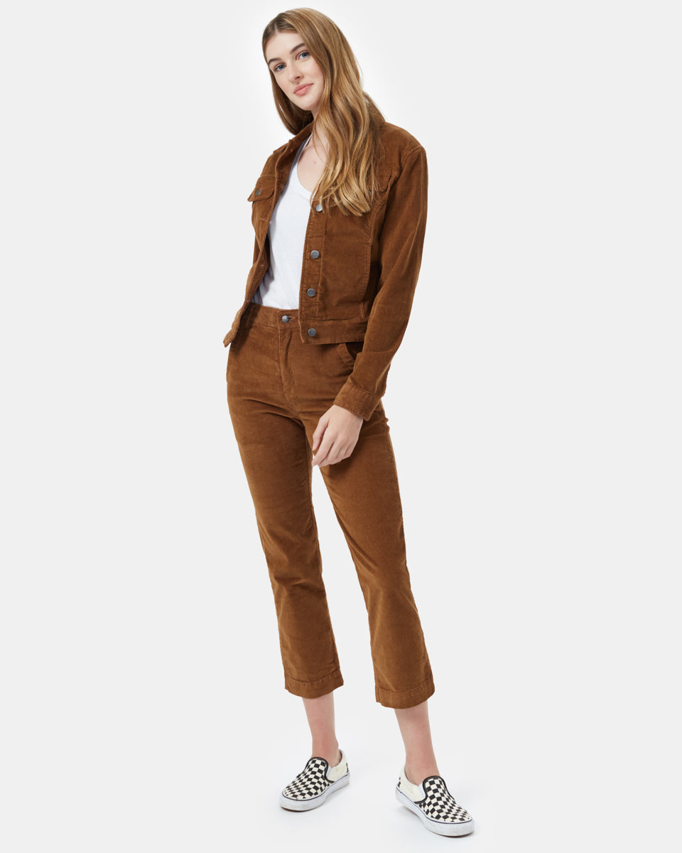Brown Womens Button-Up Corduroy Jacket