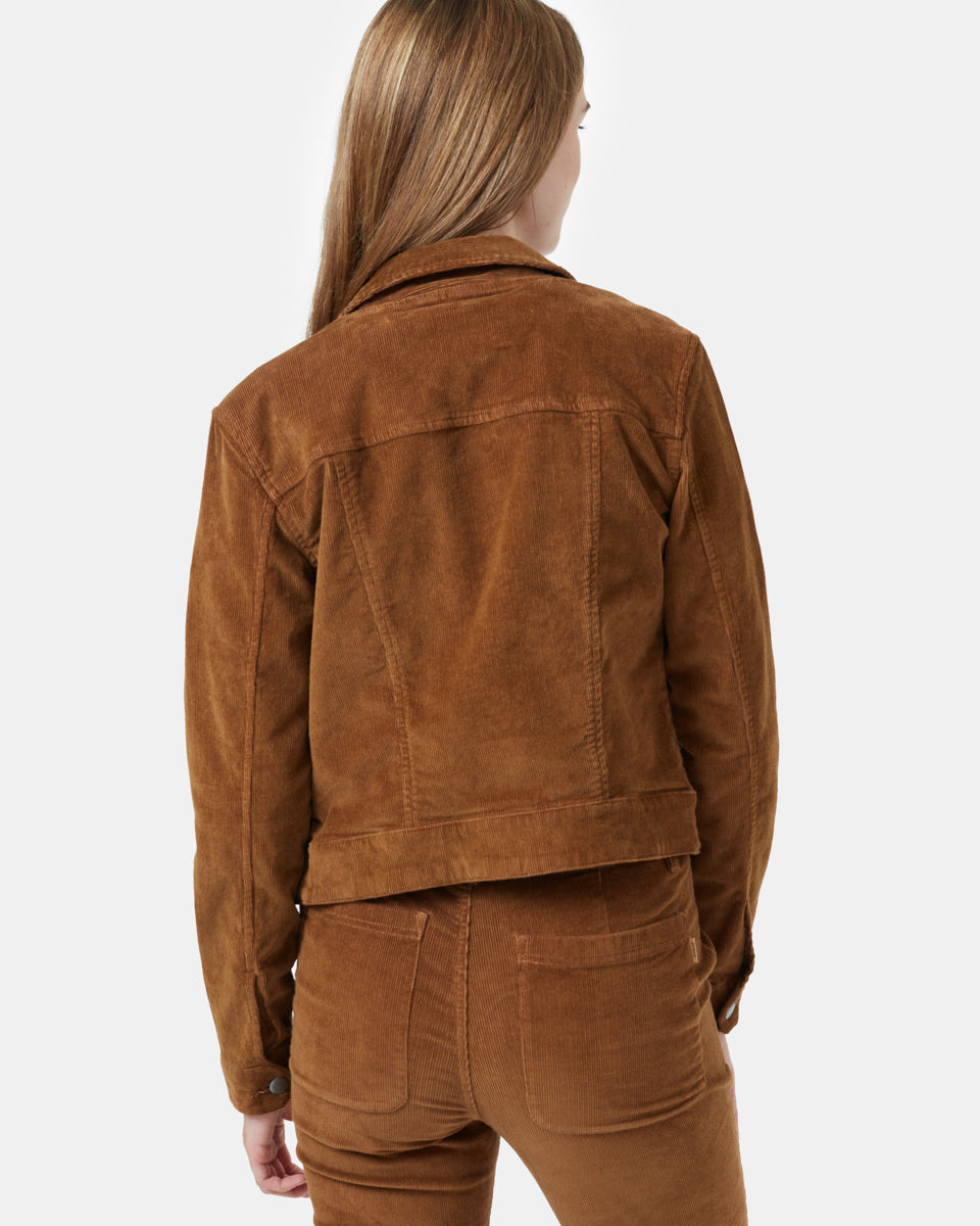 Brown Womens Button-Up Corduroy Jacket