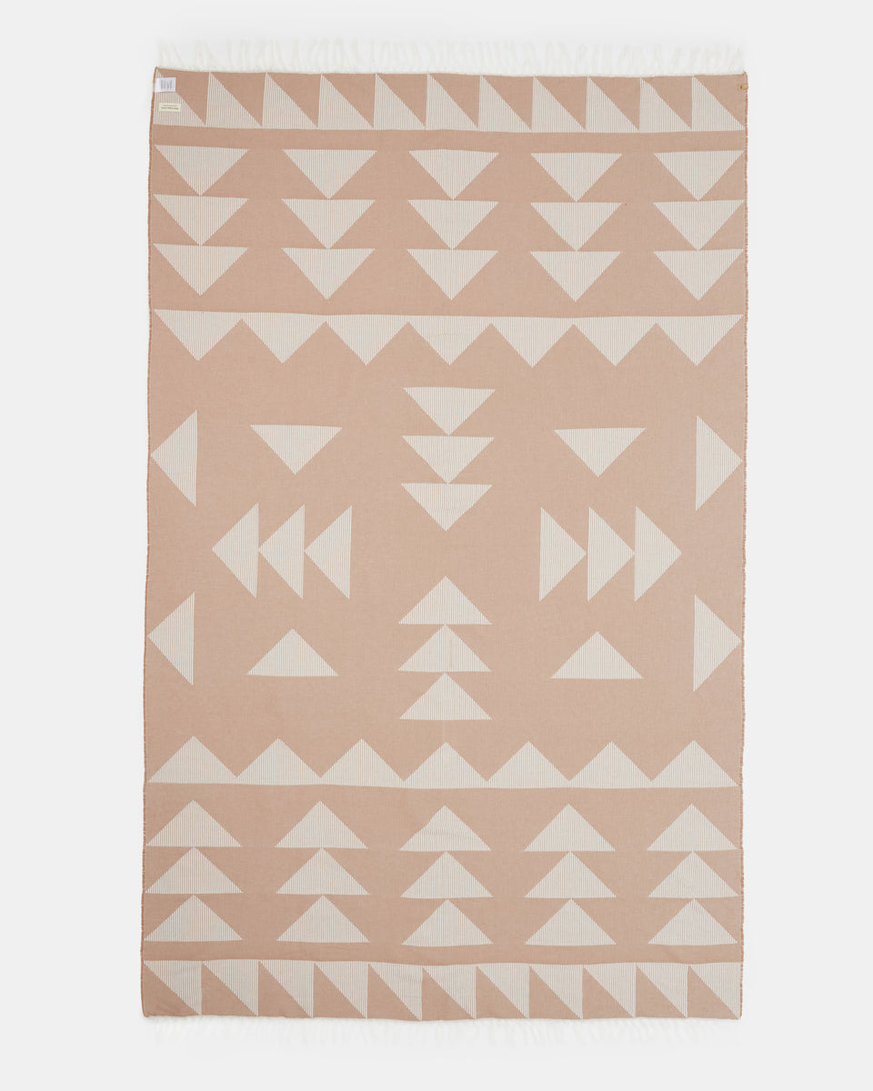 Brown,White Organic Cotton Reversible Beach Blanket