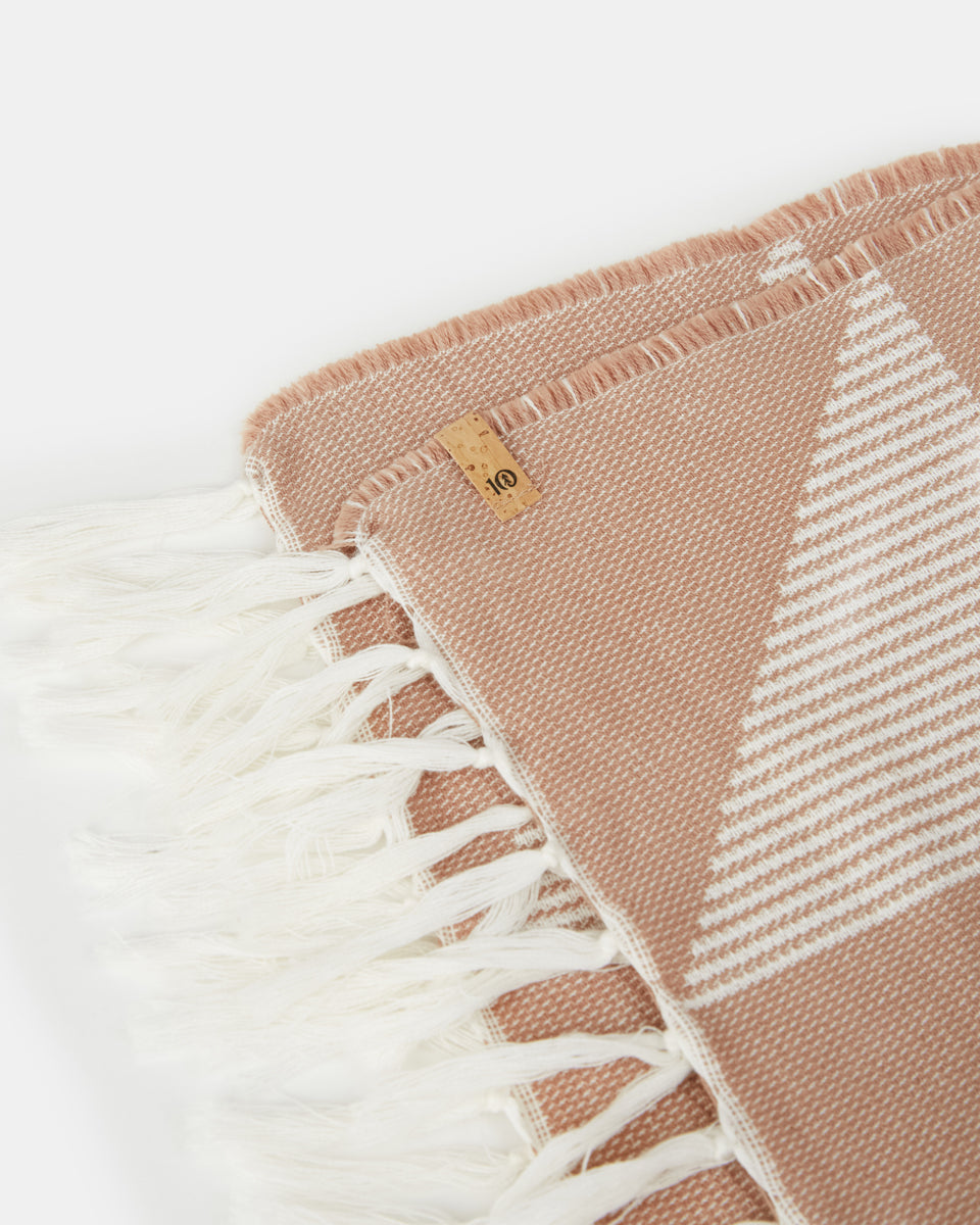 Brown,White Organic Cotton Reversible Beach Blanket