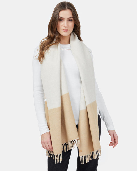 Brown,White Woven Wool Scarf
