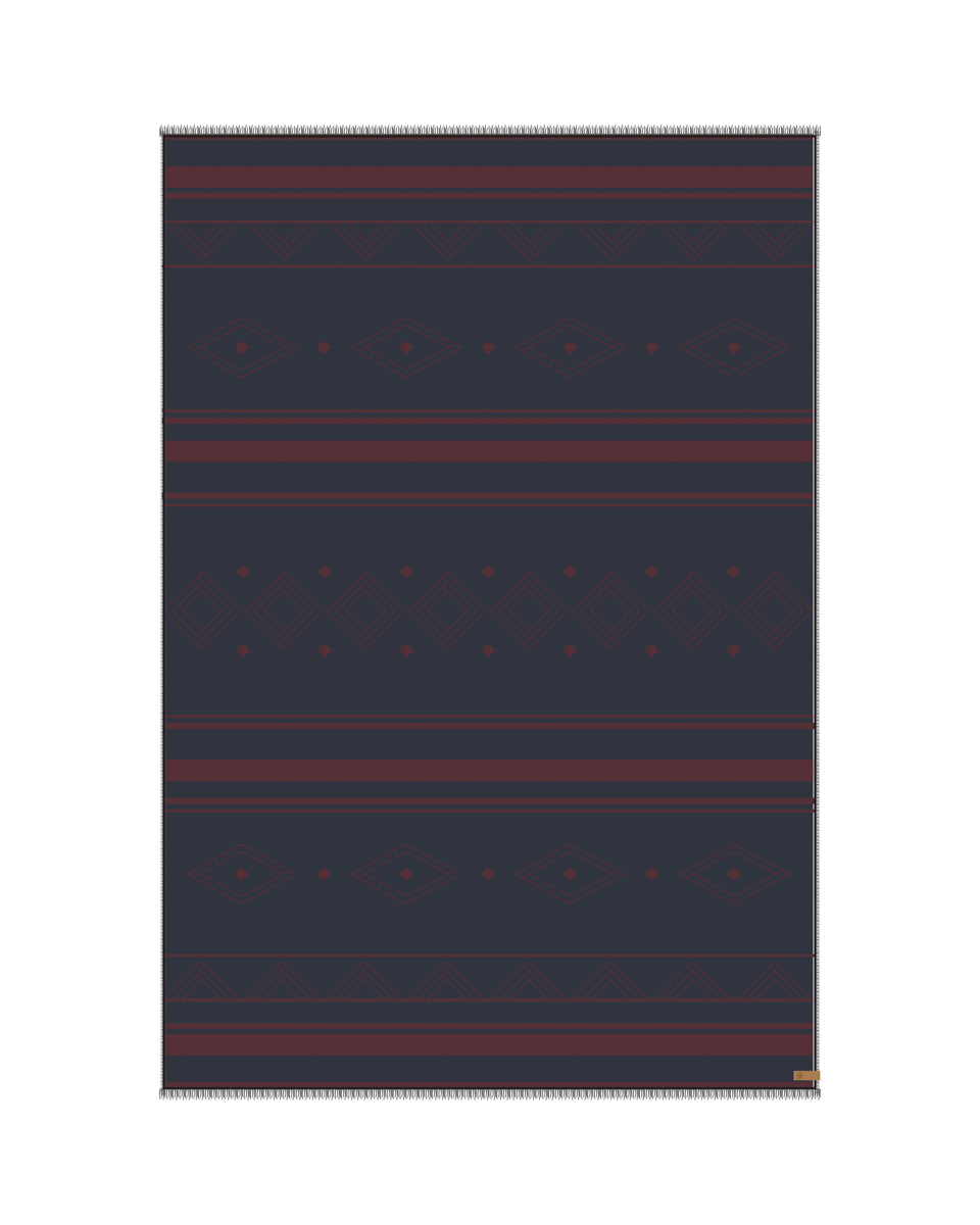 Blue,Red Organic Cotton Pattern Blanket Scarf