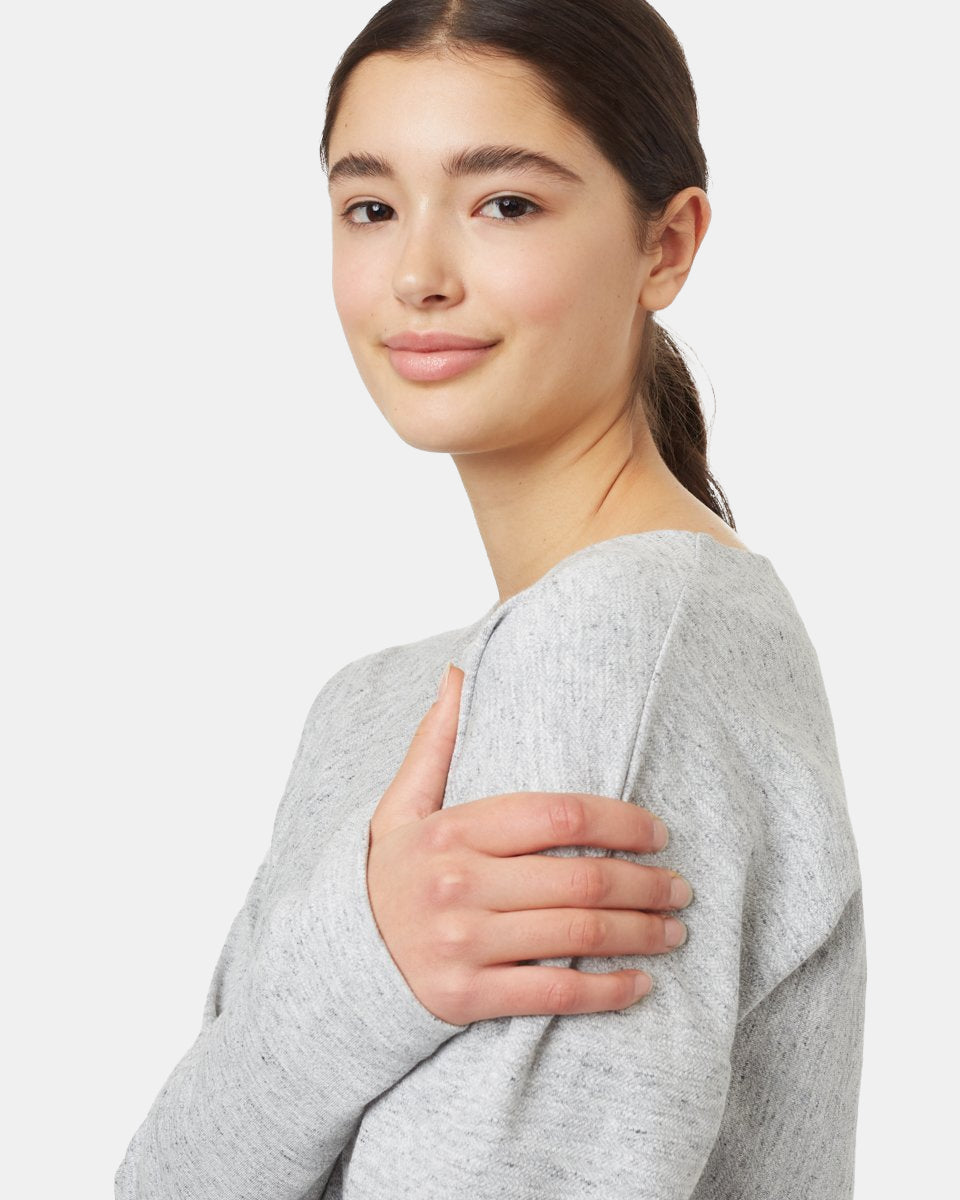 Gray Women's Boatneck Knit Sweater