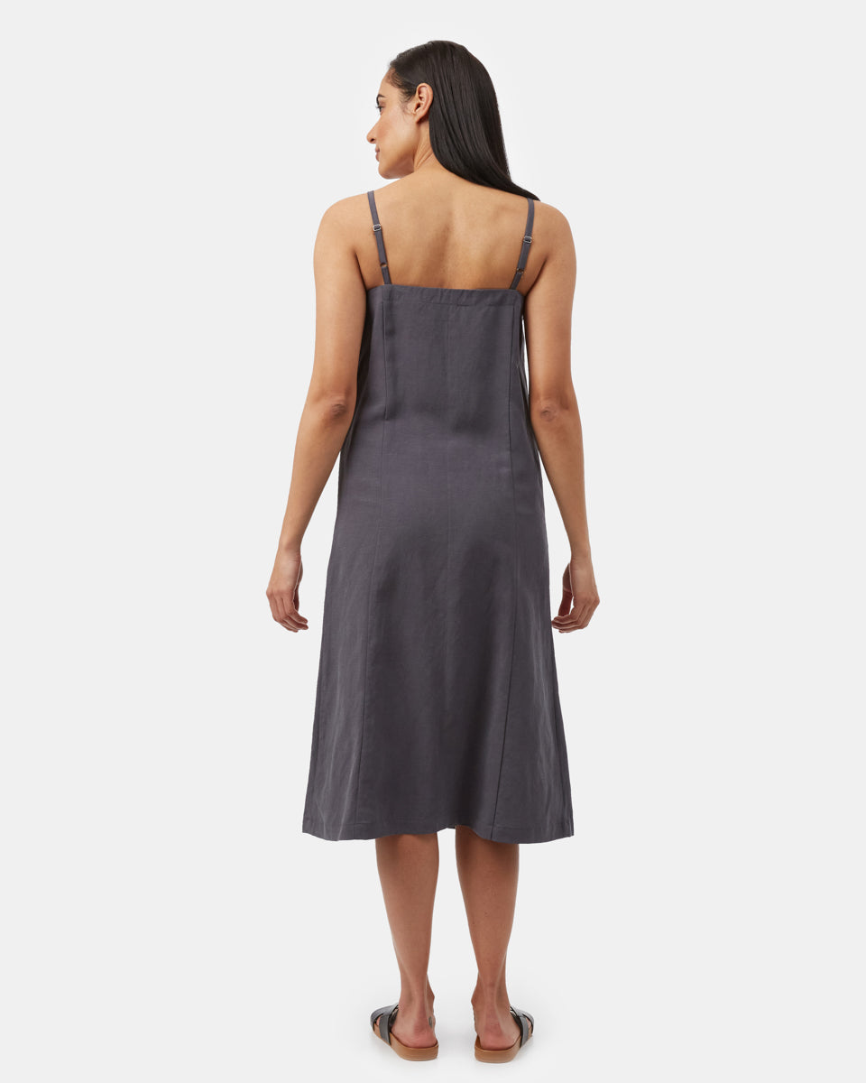 Gray Women's Button V-Neck Tank Dress