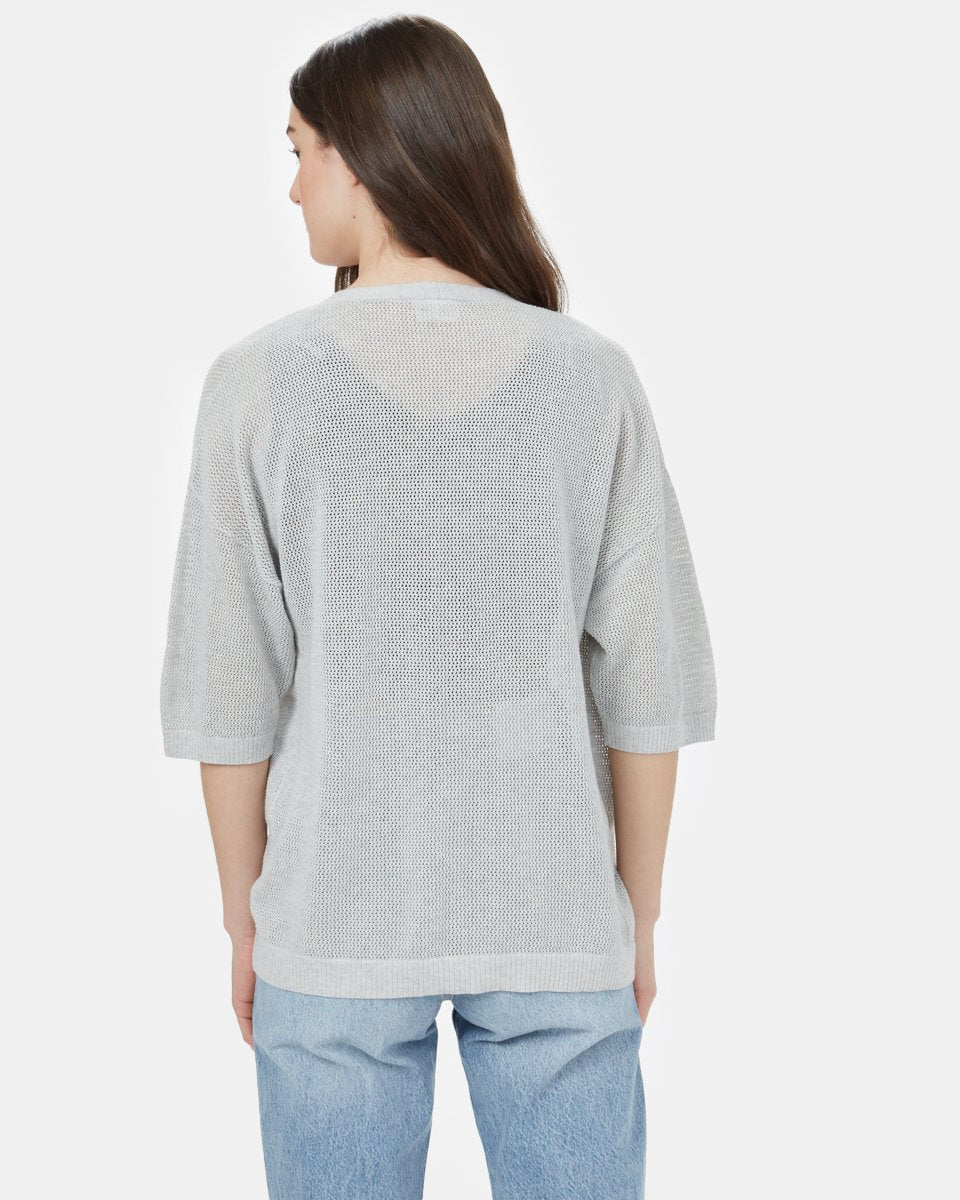 Gray Women's Organic Cotton Knit Cardigan