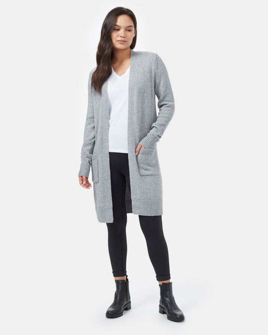 Gray Women's Wool Mid Length Cardigan