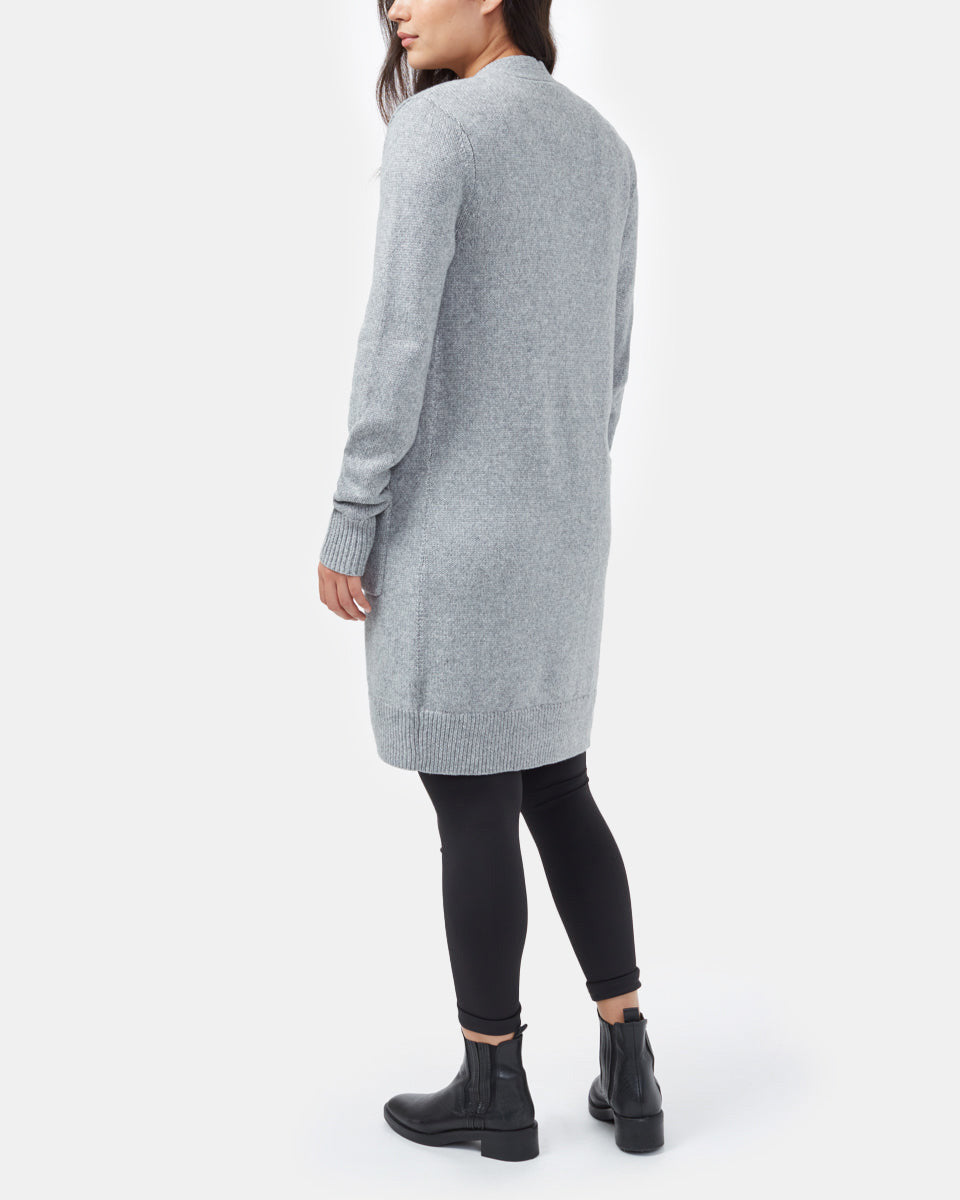 Gray Women's Wool Mid Length Cardigan