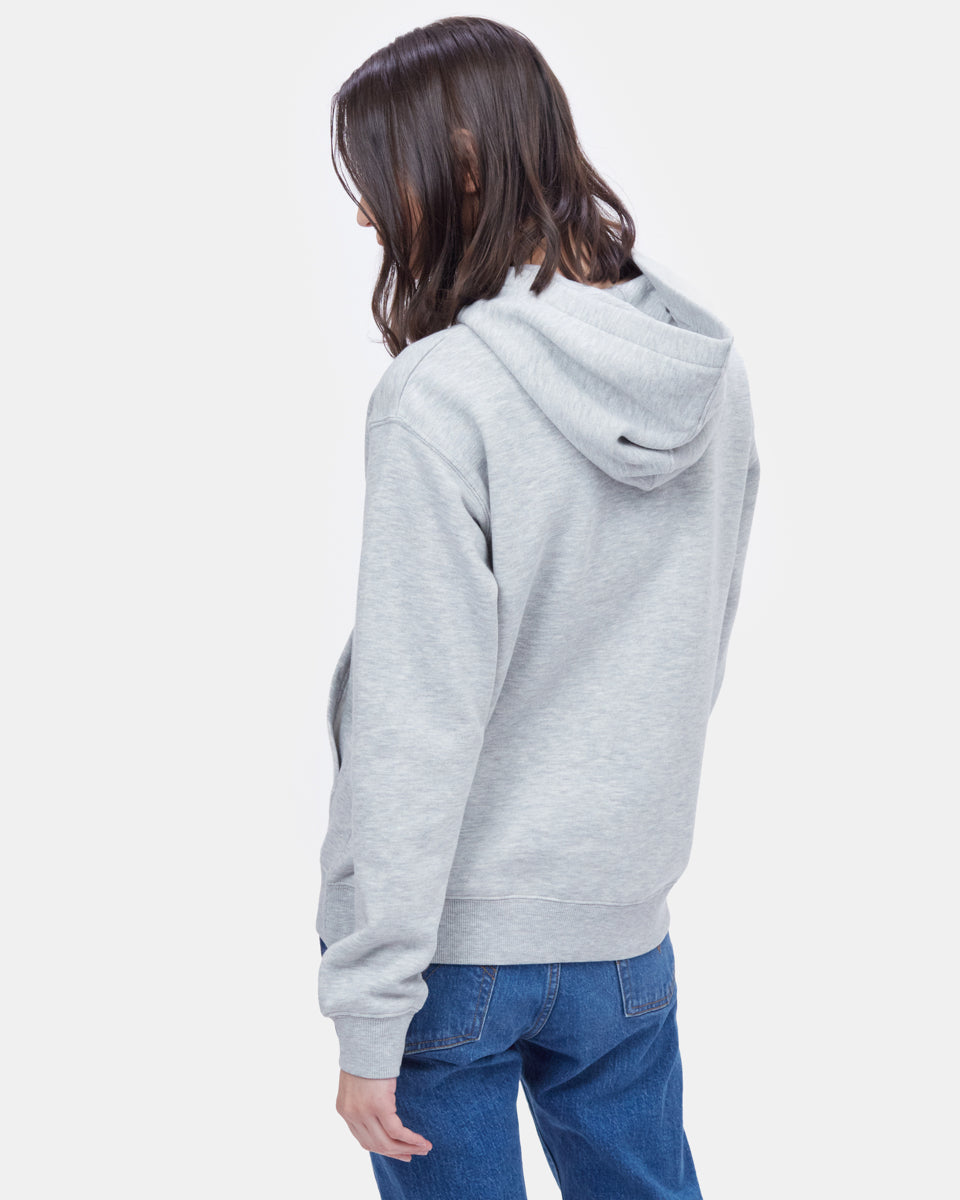 Gray Embroidered Pullover Hoodie