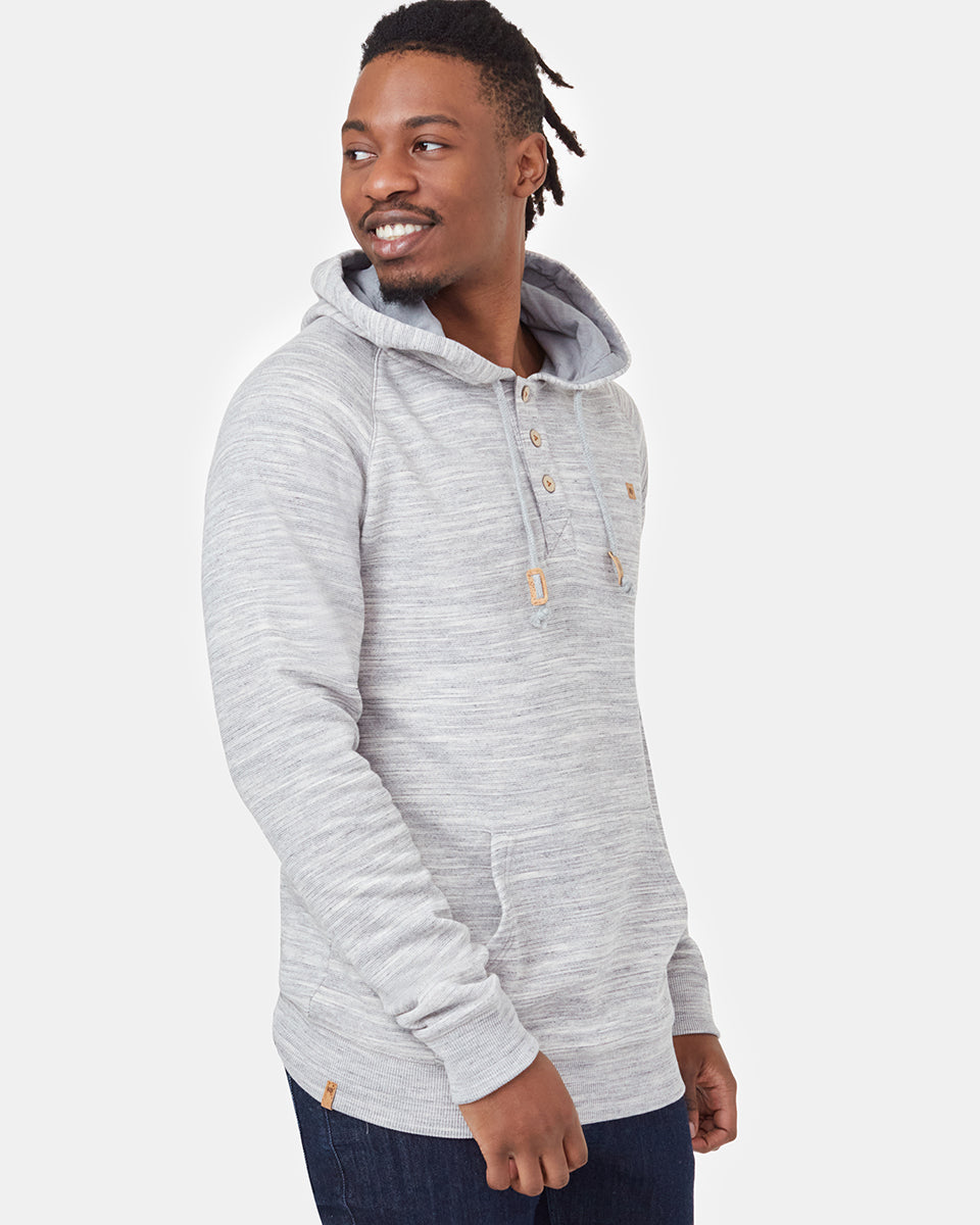 Gray Organic Cotton Button Hoodie