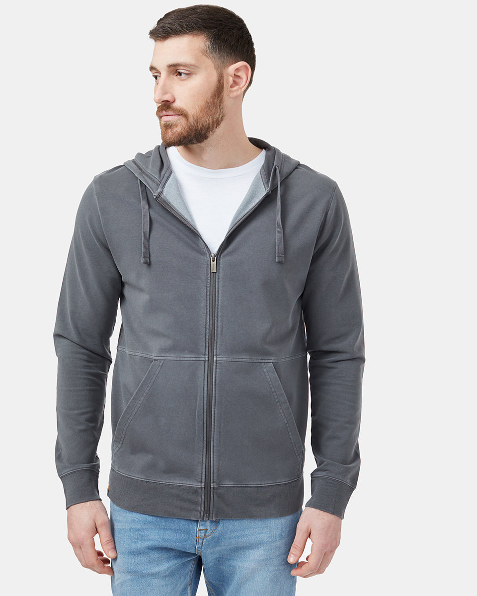 Gray Organic Cotton Graphic Zip Up Hoodie