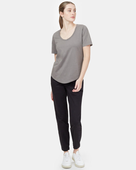 Gray Organic Cotton V Neck T-Shirt