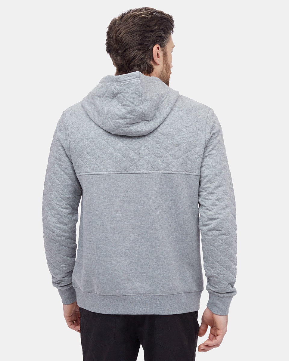 Gray Quilted Graphic Hooded Pullover