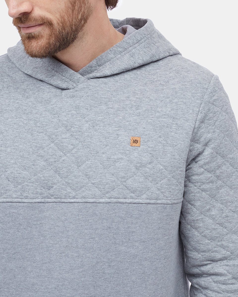 Gray Quilted Graphic Hooded Pullover