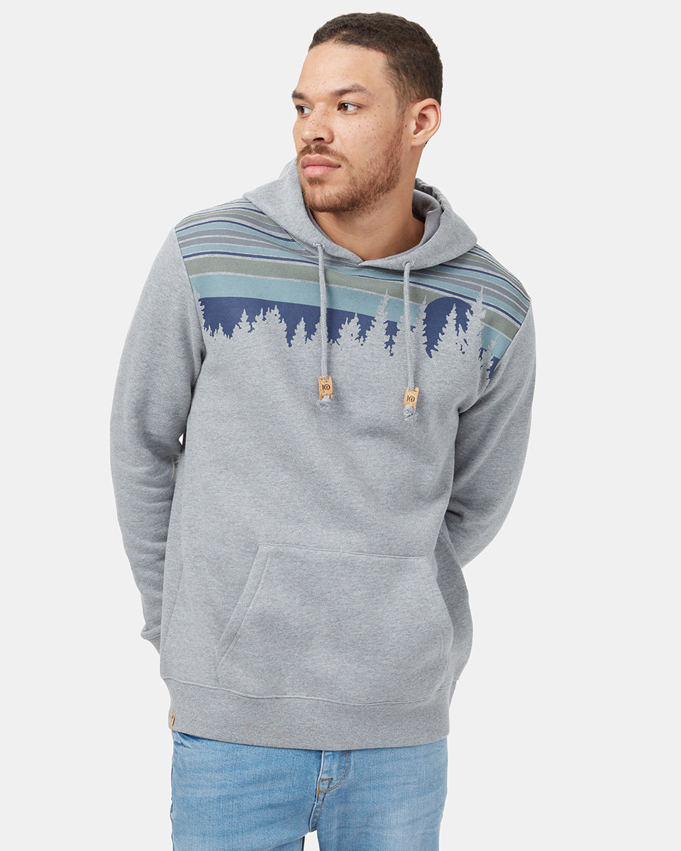 Gray Retro Graphic Pullover Hooide