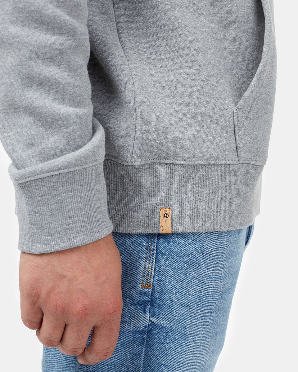 Gray Retro Graphic Pullover Hooide