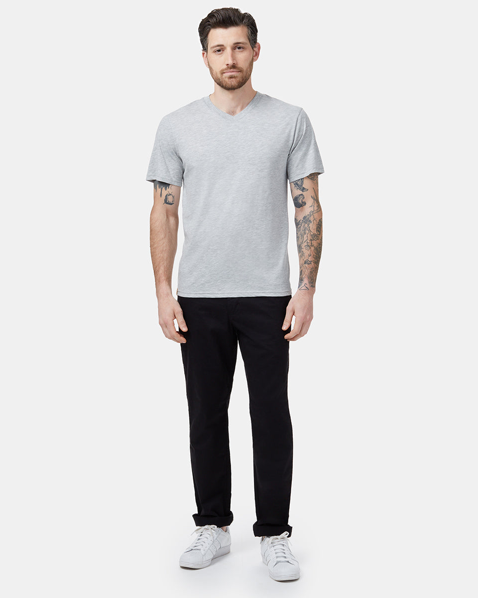 Gray V-Neck Short Sleeve T-Shirt