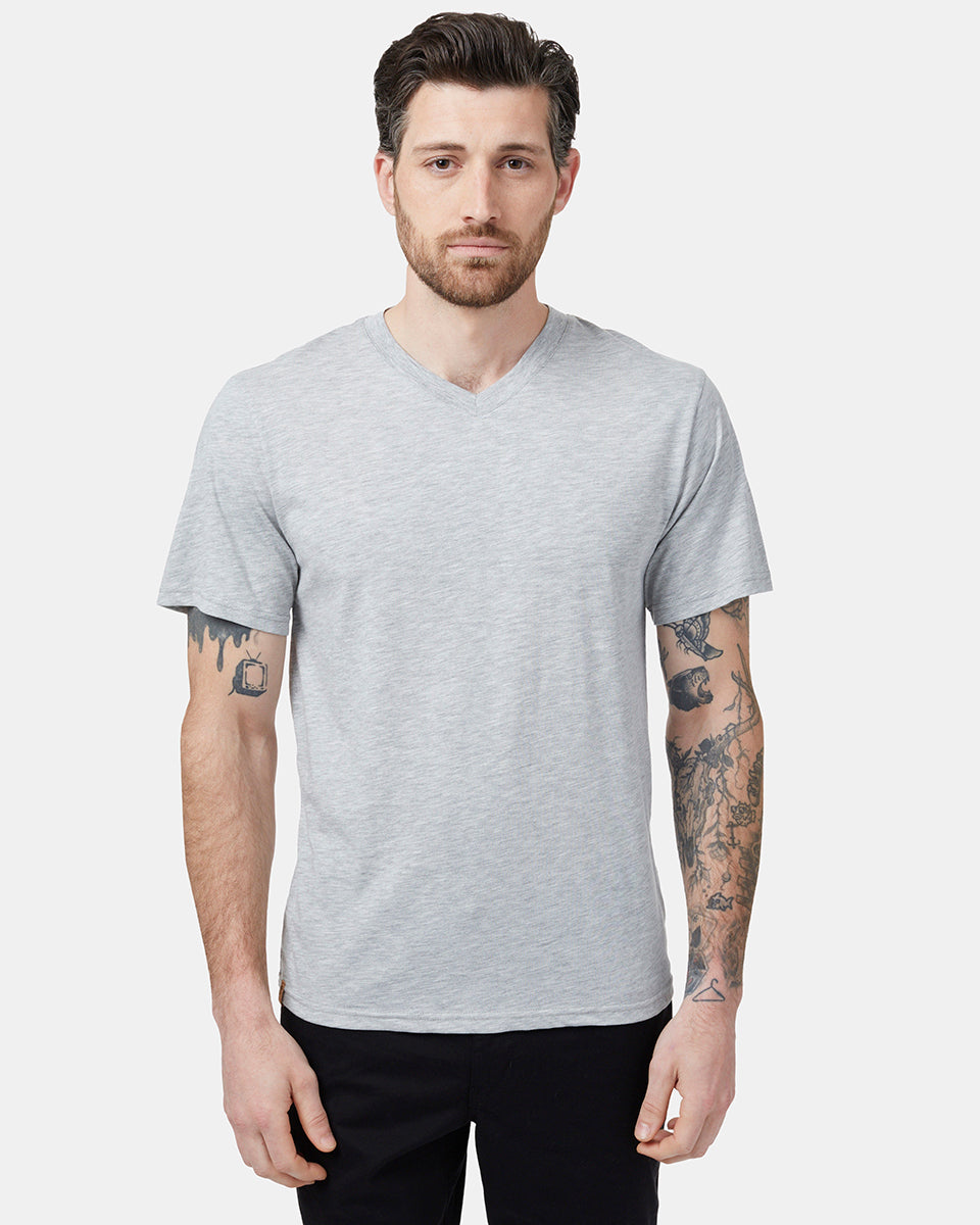 Gray V-Neck Short Sleeve T-Shirt