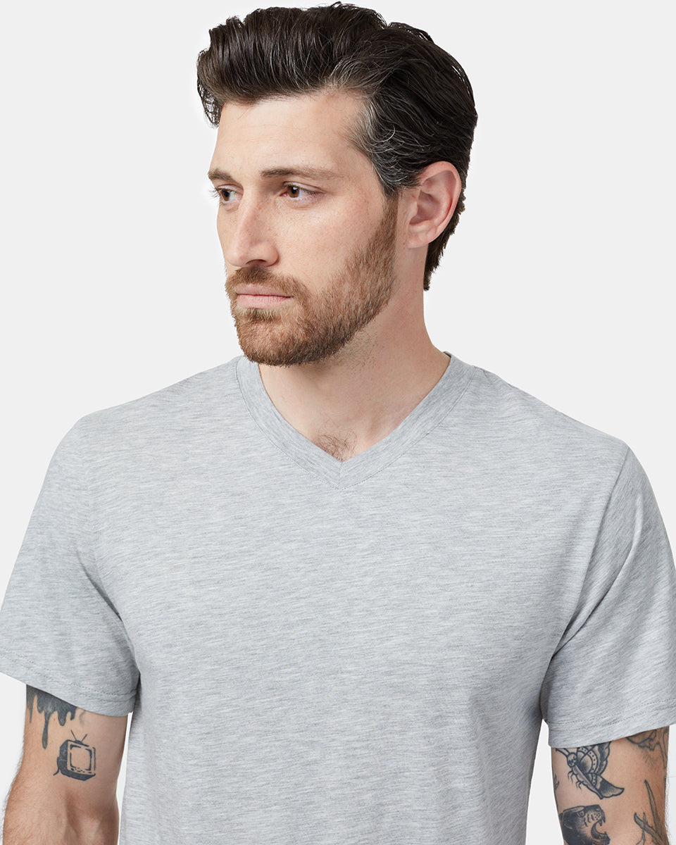 Gray V-Neck Short Sleeve T-Shirt
