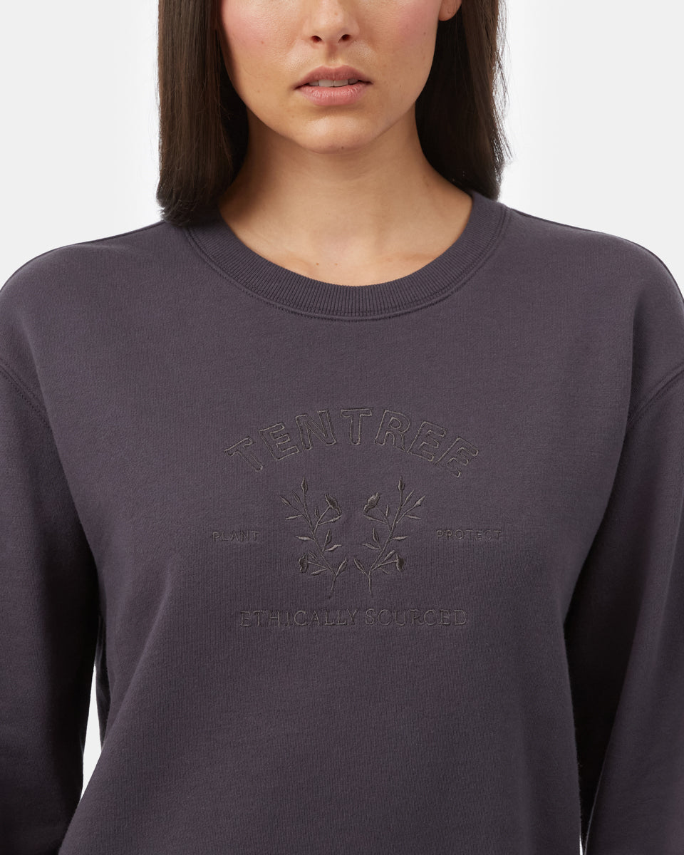 Gray Women's Embroidered Graphic Crew Neck Shirt