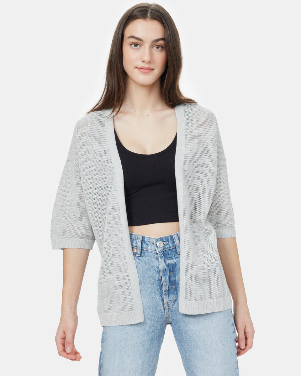 Gray Women's Organic Cotton Knit Cardigan